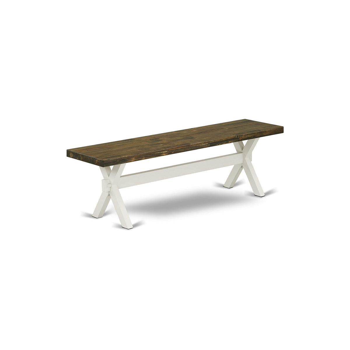East West Furniture X2-076 3 Piece Dining Set Contains a Rectangle Dining Room Table with X-Legs and 2 Kitchen Table Bench, 36x60 Inch, Multi-Color