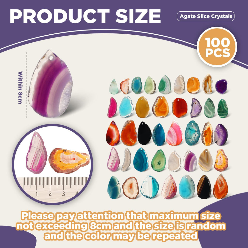 Junkin 100 Pieces Geode Agate Slice Crystals Bulk Polished Geodes Stones Agate Light Table Slices Crystals Healing Irregular Aga