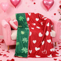 Frienda Valentine's Day, St Patrick's Day Throw Blankets for Couch, Soft Cozy Flannel Hearts Shamrocks Decorative Double Sided T