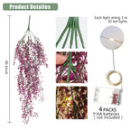 Recutms 4Pcs Fake Ferns Artificial Hanging Plants With 30 Led Lights Ivy Flowers Large Faux Hanging Plant For Indoor Outdoor Roo