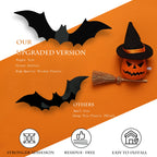 Halloween Decorations Bats Wall Decor Halloween Party Decorations Indoor Outdoor Halloween Decor Supplies, 64 Pcs Reusable Pvc 3