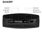 Sharp SPC089A Digital Alarm Clock Black Plastic Compact Bedside Clock with Red LED Display