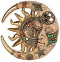 StealStreet SS-G-63069 Tan Cracked Mosaic Crescent Moon and Sun Wall Plaque Decoration for Living Room