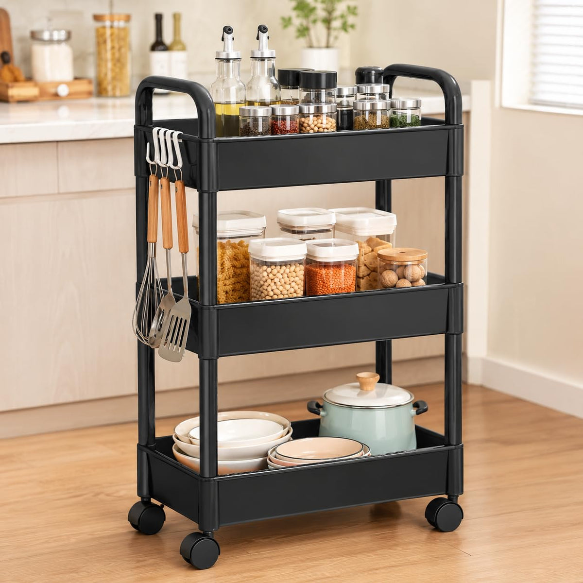 Youcopia Multi Trolly Multipurpose Portable Storage Floor Standing Or Tabletop Rack|Trolley With Wheels For Kitchen Storage, Tie