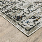 HomeRoots 508943 6 x 9 ft. Ivory Charcoal Gray Blue Rust Gold & Brown Oriental Power Loom Stain Resistant Rectangle Area Rug