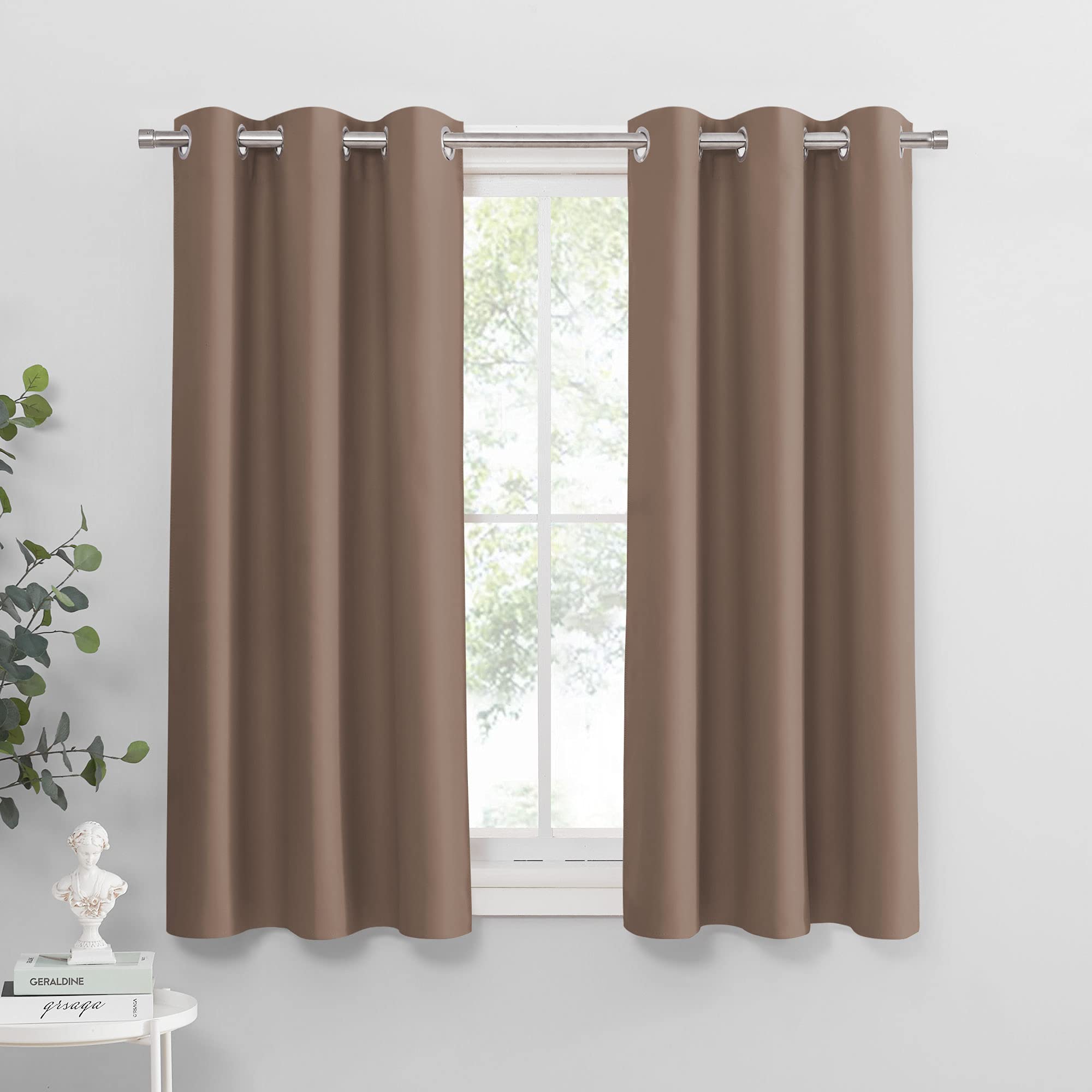 PONY DANCE Basement Window Curtains - Small Window Drapes for Cafe Bedroom Room Darkening Curtain for Bathroom/Nursery/Kitchen, 