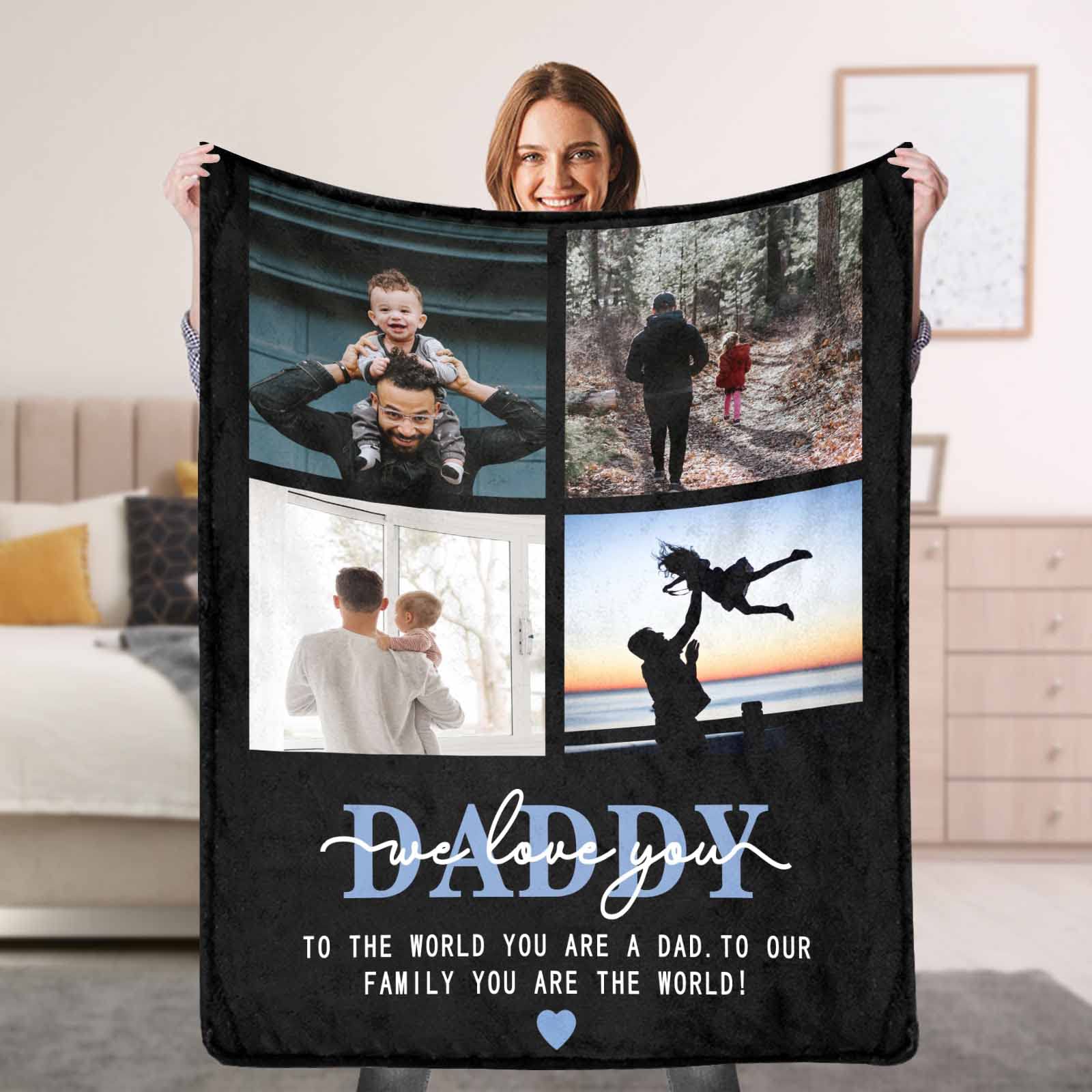 Funstudio Personalized Fathers Day Blanket We Love You Daddy Throws Blankets With Photo Custom From Daughter Son Personalized Gi