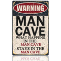 Funny Man Cave Sign Man Cave Decor For Men Garage Tin Signs Gifts Mancave Home Bar Wall Art Warning Man Cave What Happens In The