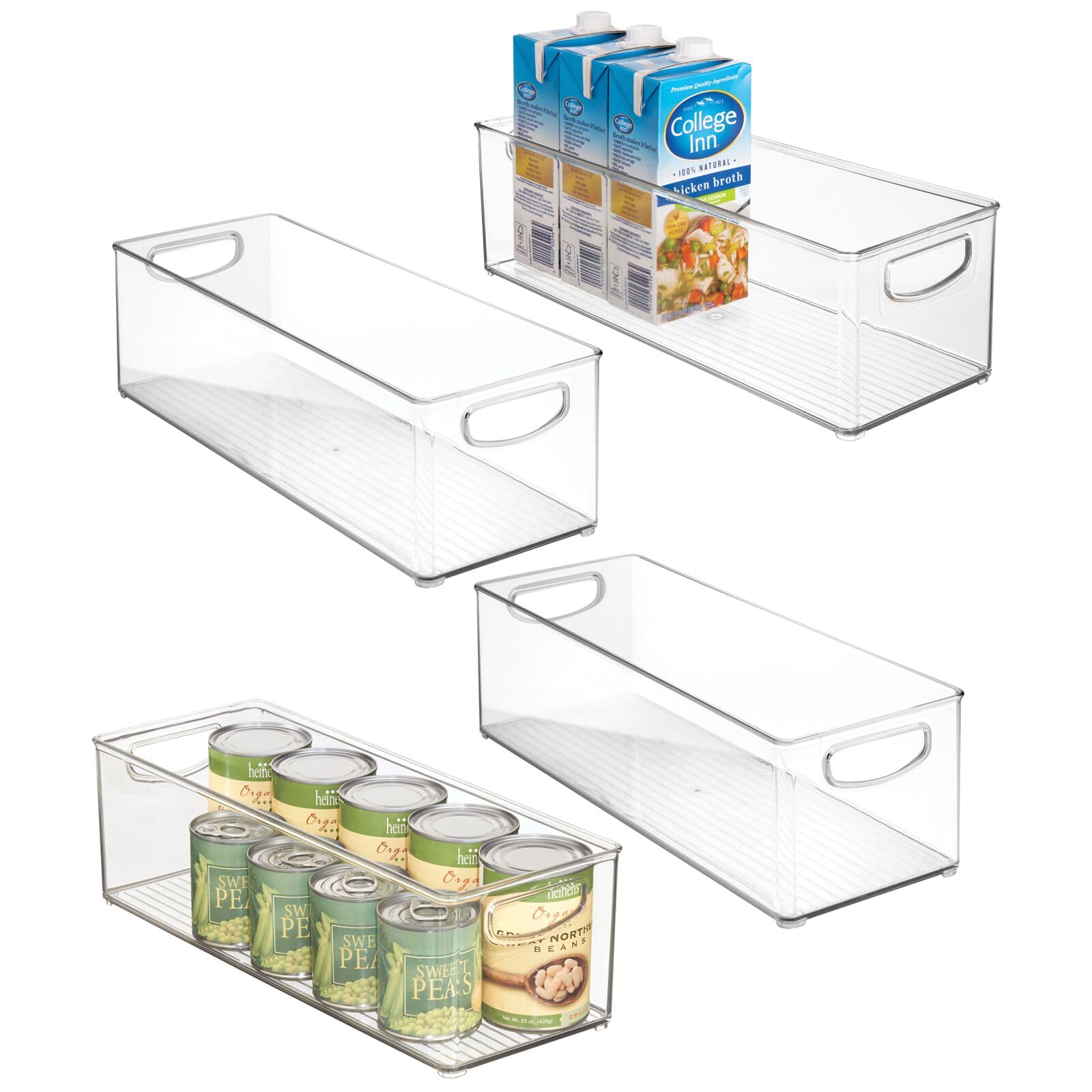 mDesign Plastic Stackable Kitchen Organizer - Storage Bin with Handles for Refrigerator, Freezer, Cabinet, and Pantry Shelves Or