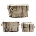 Jacone Stylish Tree Stump Design Rectangular Storage Baskets Durable Fabric Washable Storage Bins Organizers with Rope Handles, 