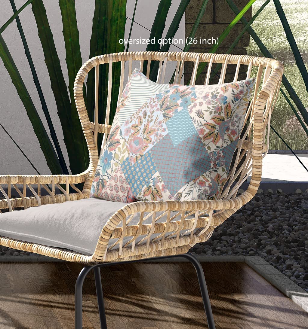 HomeRoots Gold Cream Peach Broadcloth Gold Peach Boho Floral Indoor Outdoor Throw Pillow