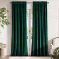 Lazzzy Velvet Blackout Curtains Emerald Green 90 Inches Long Thermal Insulated Drapes For Bedroom Living Room Darkening Window T