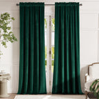 Lazzzy Velvet Blackout Curtains Emerald Green 90 Inches Long Thermal Insulated Drapes For Bedroom Living Room Darkening Window T