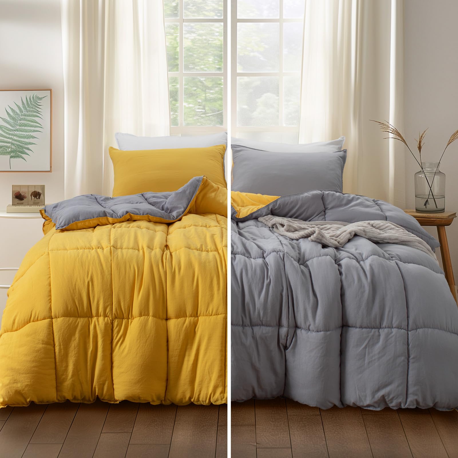Kasentex California King Size Comforter Set With 2 Shams - Down Alternative Duvet Insert With Corner Ties, Reversible, Lightweig