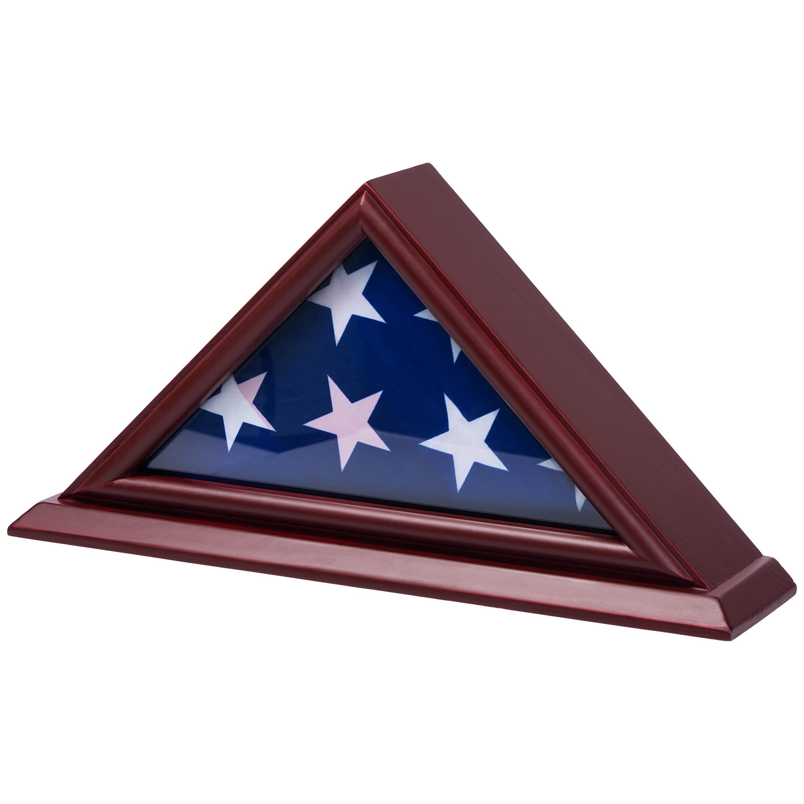 DECOMIL - 3x5 Flag Display Case | Flag Shadow Box (Not for Burial Funeral Flag), Small Flag Display Case ,Solid Wood, Cherry F
