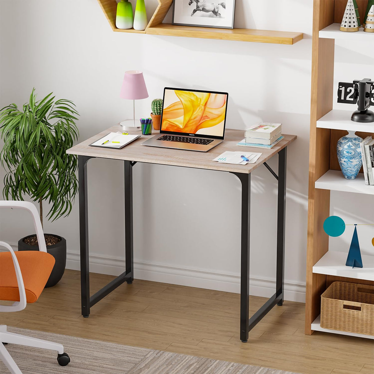 Paylesshere 32/39/47 Inch Computer Desk Study Writing Table, Adjustable Feet, Modern Furniture For Home Office (1, Nature, 32 Inch)