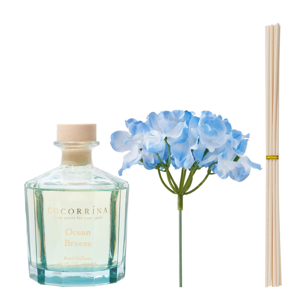 Cocorr  Na Reed Diffuser - Ocean Breeze 8.5Oz Flower Reed Diffuser Set With 8 Sticks, Home Fragrance Reed Diffuser For Home Bedr