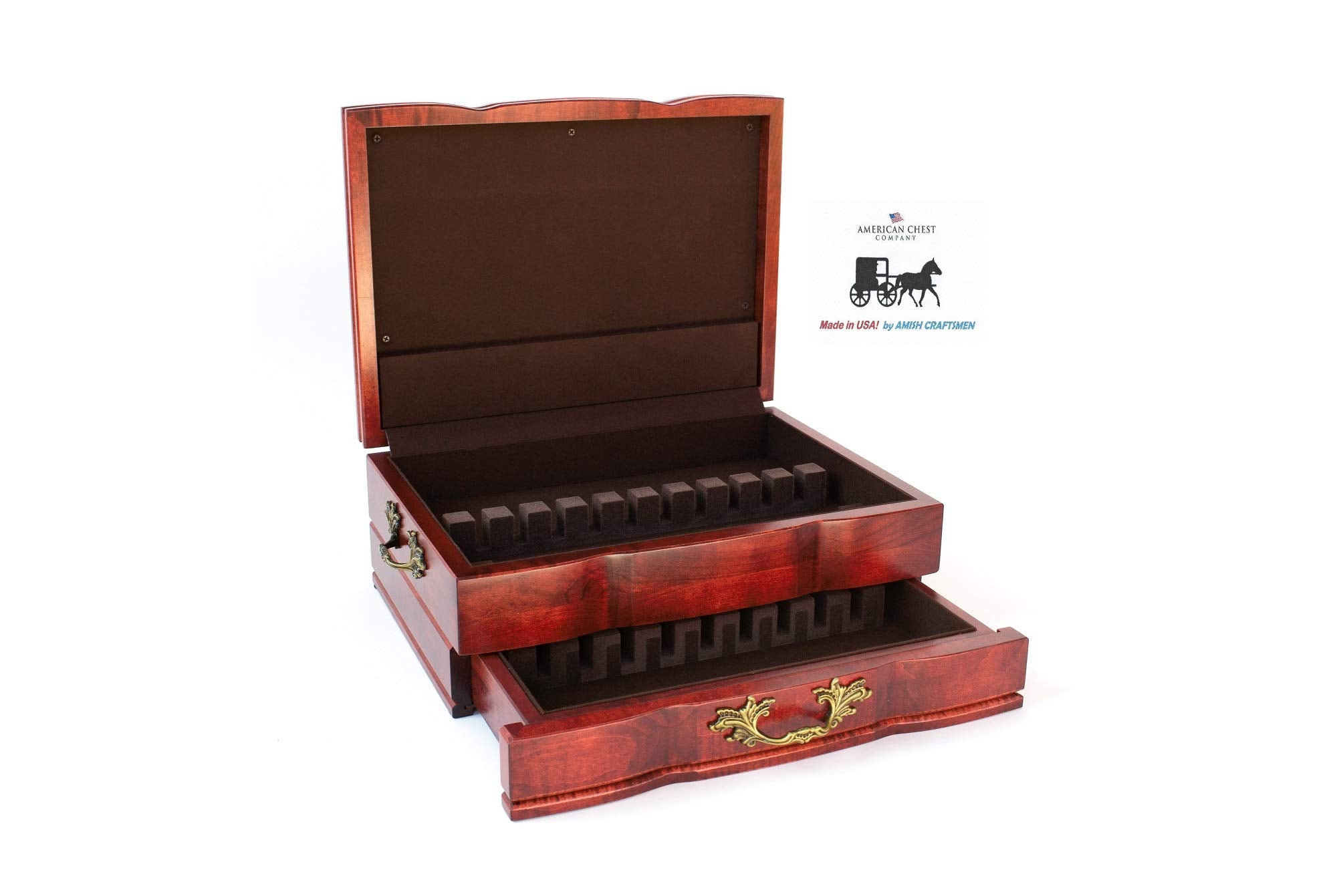 American Chest Company GRANDEUR F02 Solid Cherry Flatware Chest Heritage Cherry
