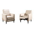 Gdfstudio Mid Century Modern Fabric Recliner (Set Of 2) (Cream)