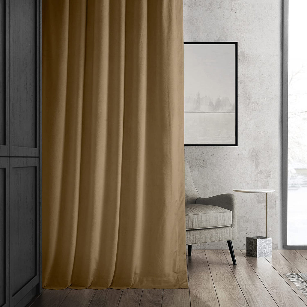 Hpd Half Price Drapes Signature Velvet Thermal Blackout Curtains For Living Room 108 Inch Long (1 Panel) Rod Pocket Insulated Blackout Curtains For Bedroom Window Curtains, 50W X 108L, Amber Gold