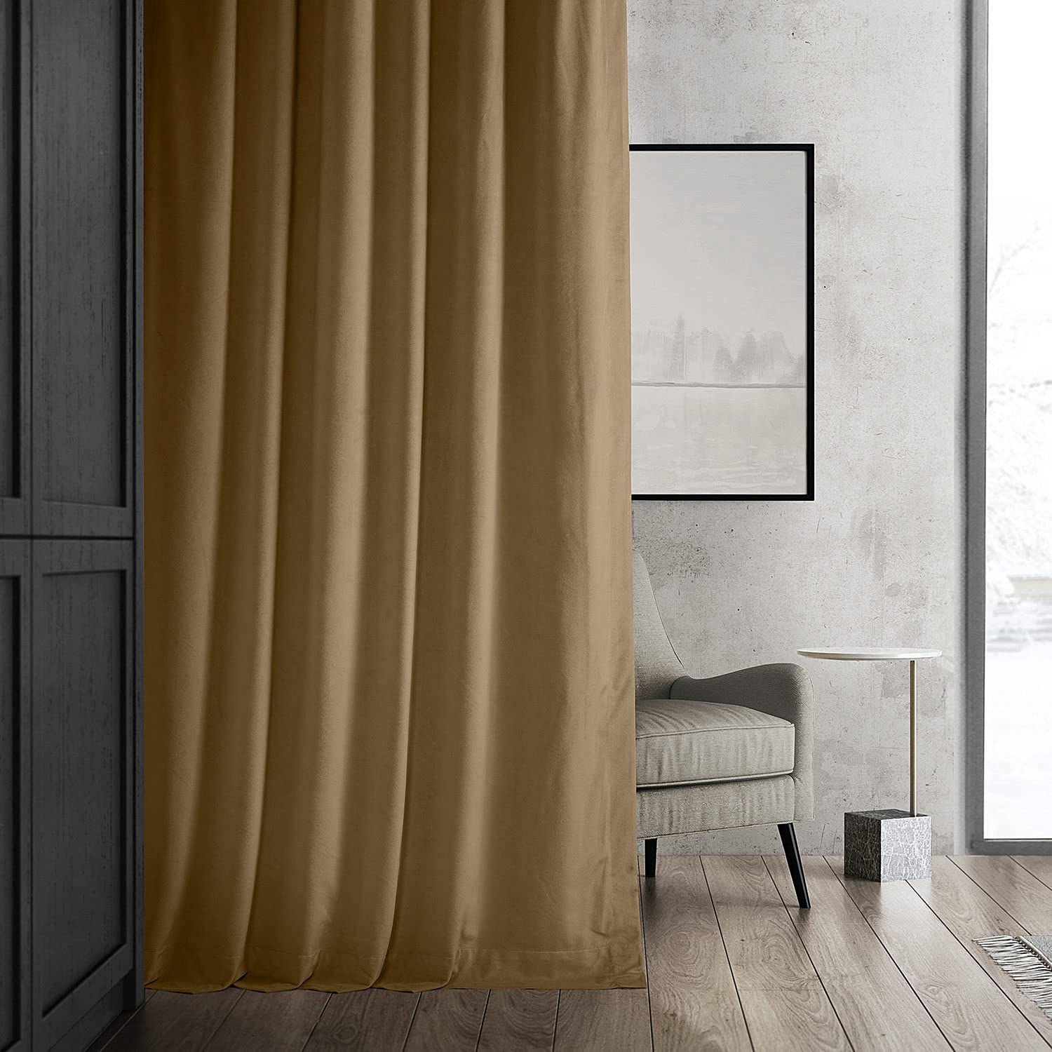 Hpd Half Price Drapes Signature Velvet Thermal Blackout Curtains For Living Room 108 Inch Long (1 Panel) Rod Pocket Insulated Blackout Curtains For Bedroom Window Curtains, 50W X 108L, Amber Gold