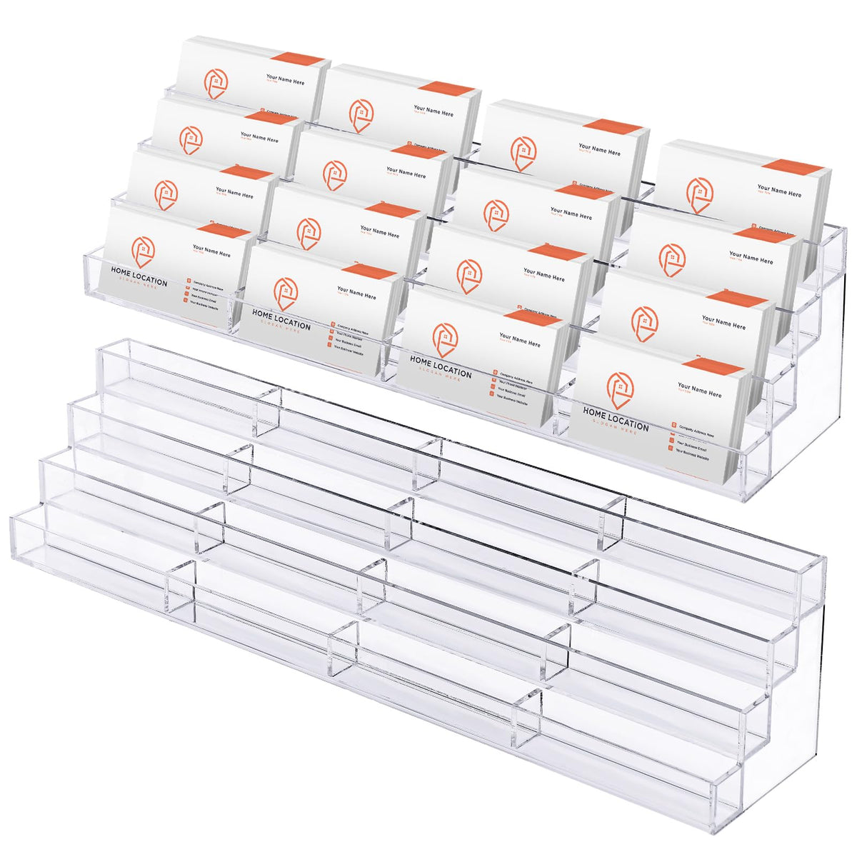 Hoteam Acrylic Business Card Holder For Desk Multiple Business Card Holders 16 Slot 4 Tier Large Business Card Organizer Busines