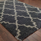 HomeRoots 507903 6 x 9 ft. Charcoal & Gray Geometric Shag Power Loom Stain Resistant Rectangle Area Rug