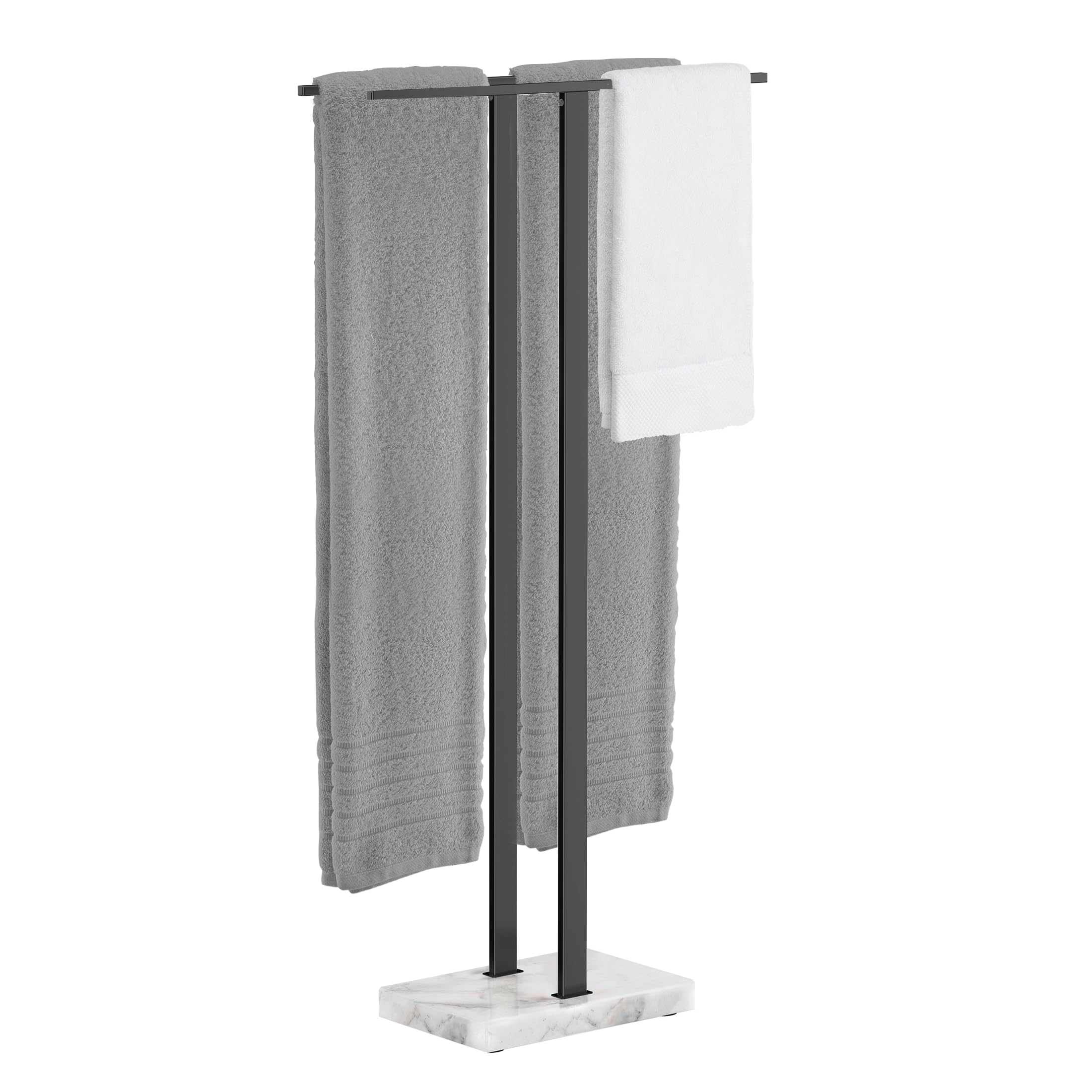 KES Standing Towel Rack, 37 H (Equal Height) Towel Rack Stand with Marble Base, Free Standing Towel Racks for Bathroom Floor, 18