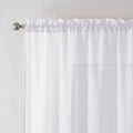 Chyhomenyc Crushed Sheer White Curtains 63 Inch Length 2 Panels, Light Filtering Solid Crinkle Voile Short Sheer Curtian For Bed