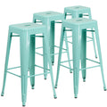 Flash Furniture Kai Commercial Grade 4 Pack 30 High Backless Mint Green Indoor-Outdoor Barstool