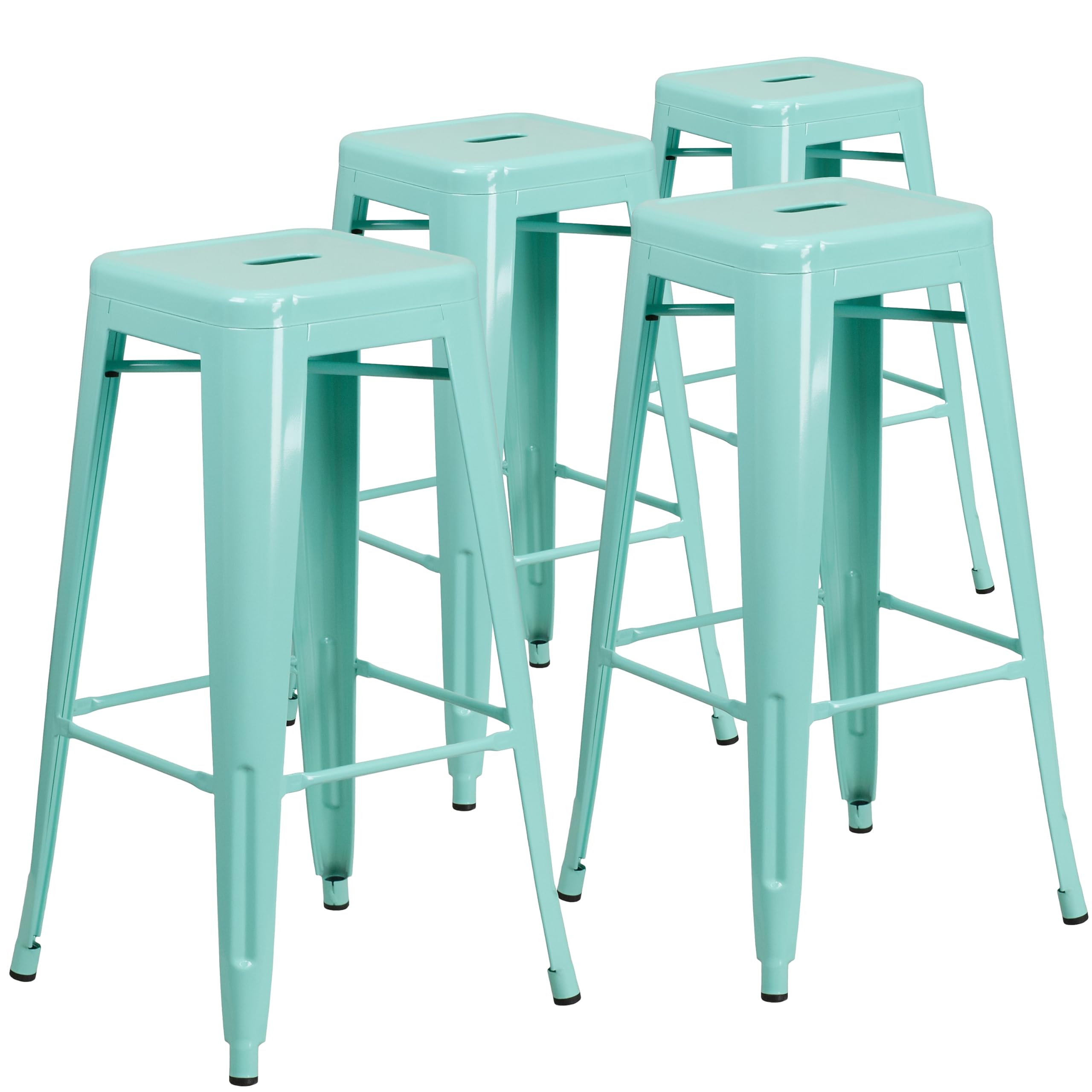 Flash Furniture Kai Commercial Grade 4 Pack 30 High Backless Mint Green Indoor-Outdoor Barstool