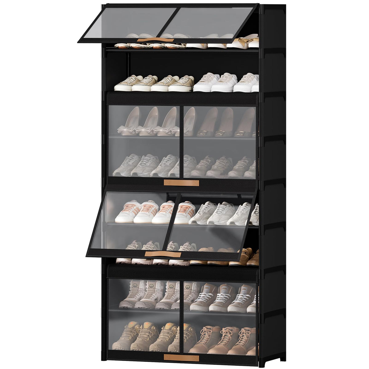 Gasvadivum 9 Tier Shoe Cabinet with Doors, 36Pair Storage, Black