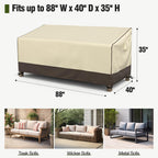 Mr. Cover Outdoor Couch Cover Waterproof, Patio Furniture Covers For 3-Seater Couch, Fits Up To 88'W X 40'D X 35'H, Moisture-Proof & Uv-Protection, Brown & Khaki