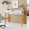Nathan James 51101 Telos Home Office Computer Desk with Drawer, 42 White/Brown