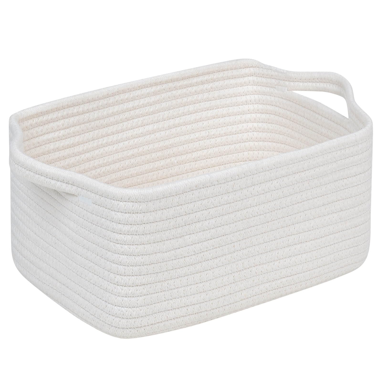 CubesLand Woven Cotton Rope Basket for Laundry, Book, Nursery, Clothes, Shoes, Toys Organizing and Bedroom Home&Living Room Deco