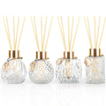 Trifolic 4Pcs Reed Diffuser Set with Metal Golden Decoration, 3.5-4.2oz Empty Reed Diffuser Bottles with 20Pcs Reed Diffuser Sti