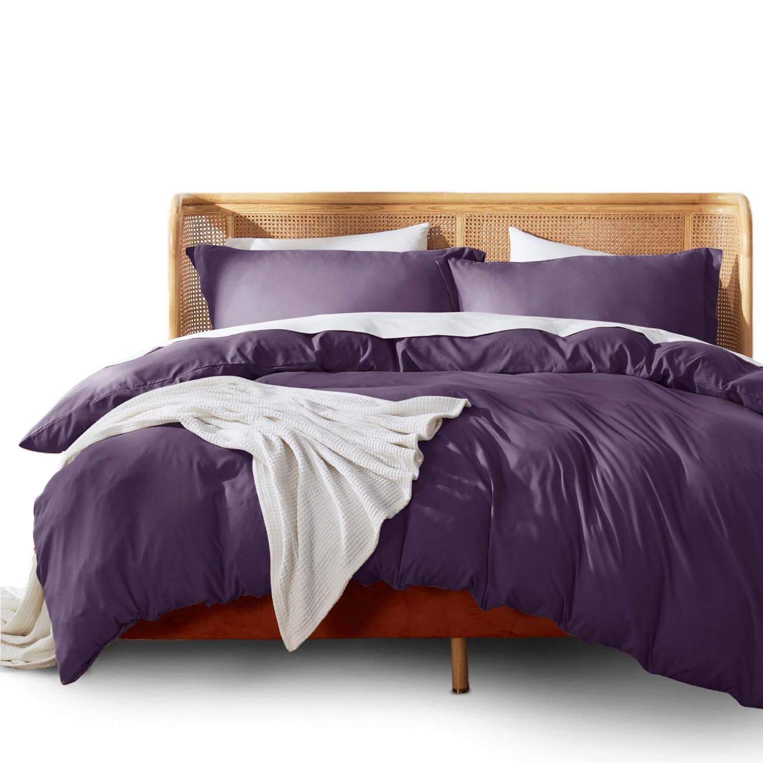 Nestl Twin Duvet Cover Set - Soft Double Brushed Purple Duvet Cover Twin/Twin Xl, 2 Piece, With Button Closure, 1 Duvet Cover 68
