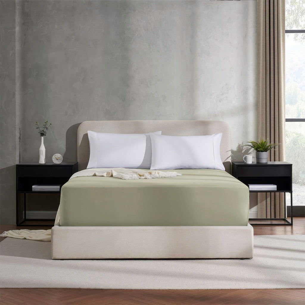 Nestl Olive Green California King Fitted Sheet, Extra Deep Pocket, 1800 Microfiber, Ultra Soft, Fits Up To 24 Inch Mattress