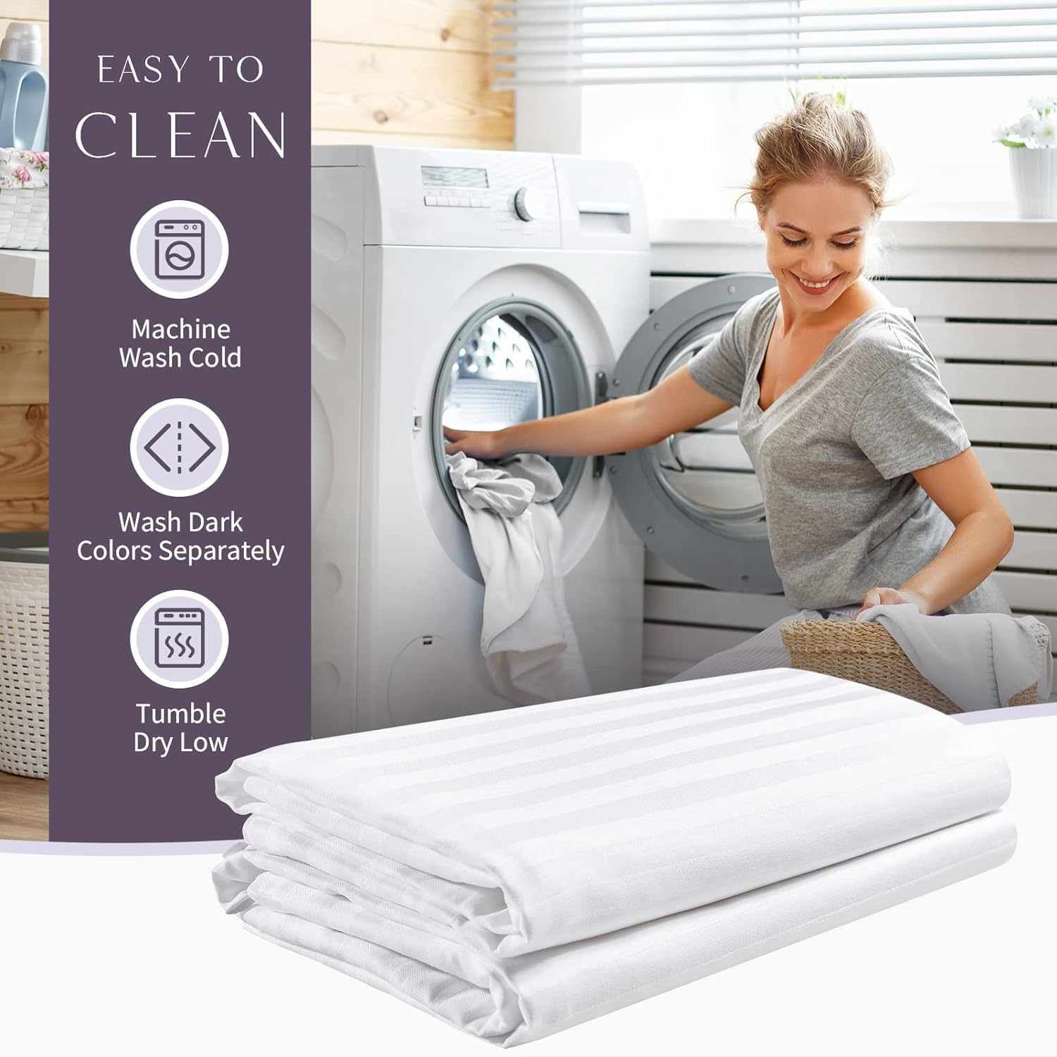 Faunna Zippered Pillow Protectors Cover Soft Comfortable Sateen 100% Long Staple Cotton Quiet And Breathable Bed Pillowcase King
