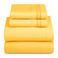 Hearth & Harbor Rv Short Queen Size Sheets - 4 Piece Bed Sheet Set, Hotel Luxury Double Brushed Bed Sheets - Extra Soft Bedding Sheets & Pillowcases, Short Queen, Yellow