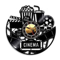 Home Theater Cinema and Popcorn Vinyl Record Wall Clock Movie Film Time Clock Watch Room Wall Home Theater Wall Decor Wall Art G