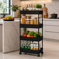 4 Layer Multipurpose Storage Rack With Plastic Pipe, Kitchen Trolley, Rolling Storage Cart With Wheels, Multipurpose Storage Rac