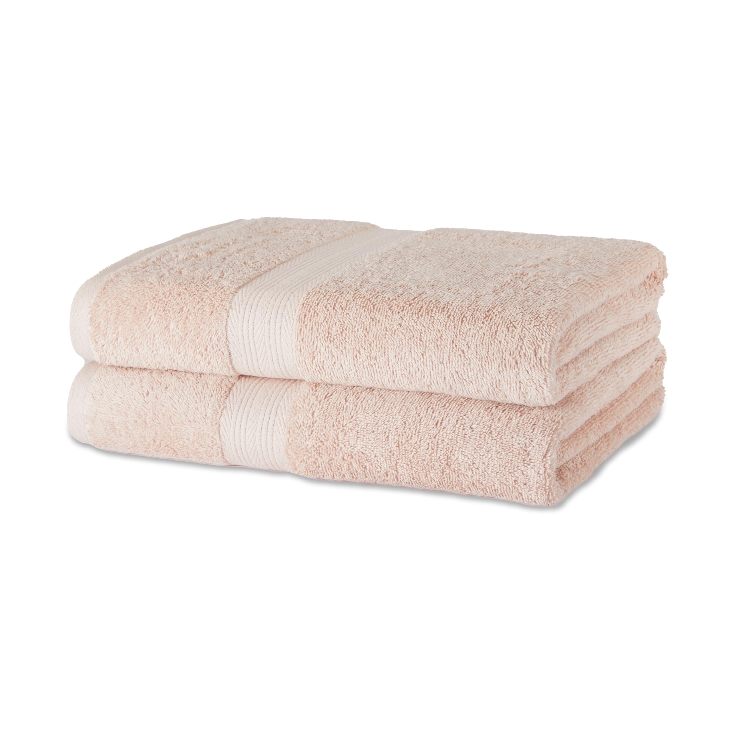 Amazon Basics Fade-Resistant 100% Cotton Bath Towel, 2 Pack, 30x54, Blush Pink