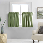 Donren 2 Panels Room Darkening Half Curtains For Small Windows - Cabinet Curtain Tiers For Kitchen With Rod Pocket (Sage Green,52 X 36 Inch Length)