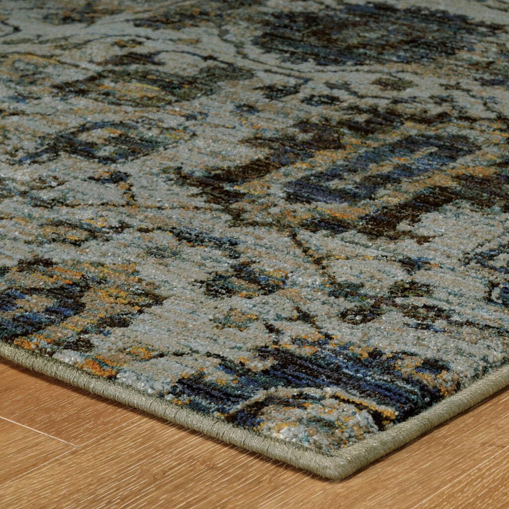 HomeRoots 510073 6 x 9 ft. Blue & Navy Oriental Power Loom Stain Resistant Rectangle Area Rug
