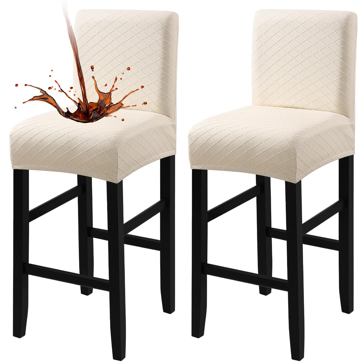 Fuloon Waterproof Bar Stool Covers 2 PCS, Stretch Pub Stool Chair Slipcover Counter Stool Cover Bar Stool Slipcovers with Backs 
