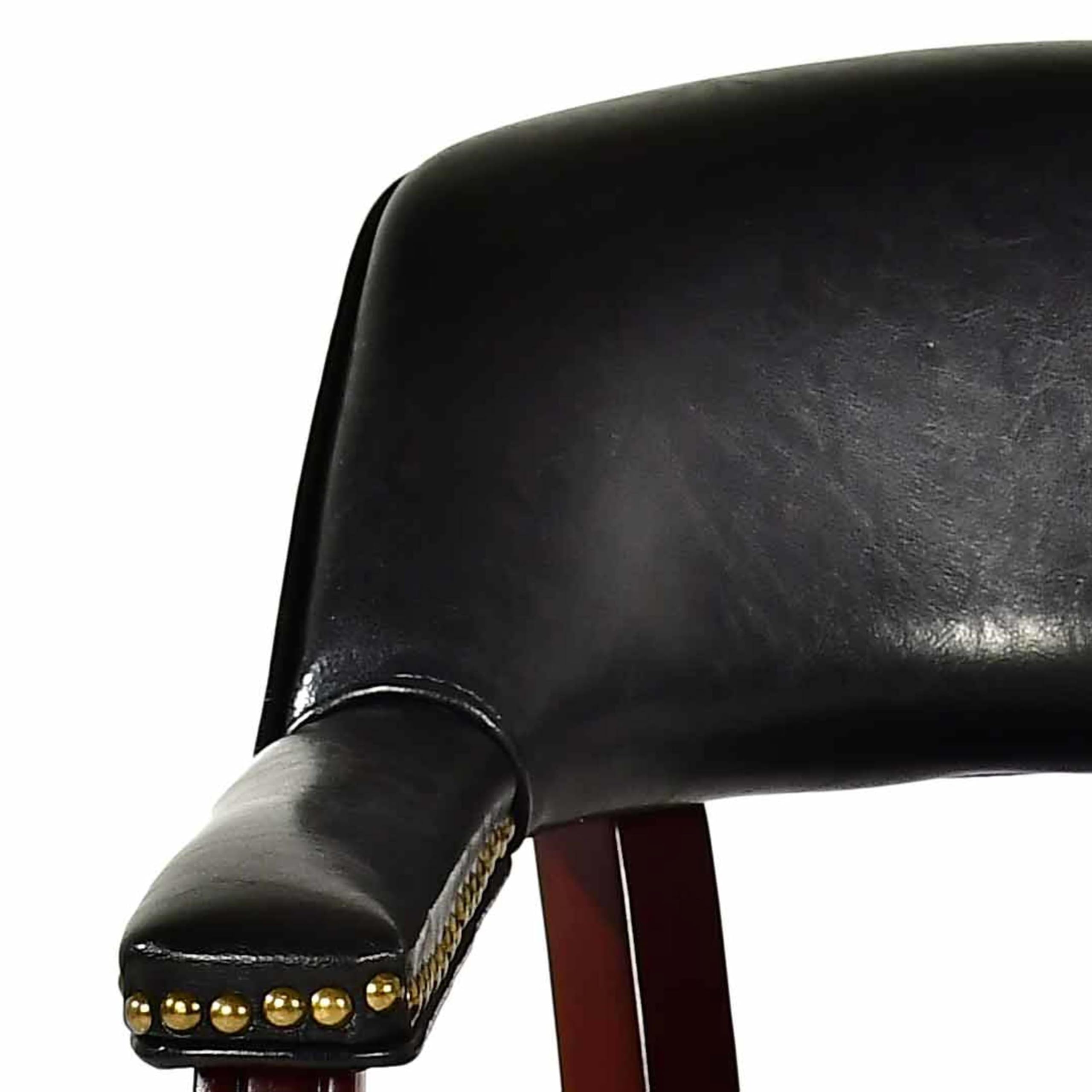 Steve Silver Co Tournament Arm w/Casters Dining Chair, Upholstered w/Nailhead Trim, for Living Room, Dining Room, Vegan Leather, 25" W x 25" D x 31" H, Black