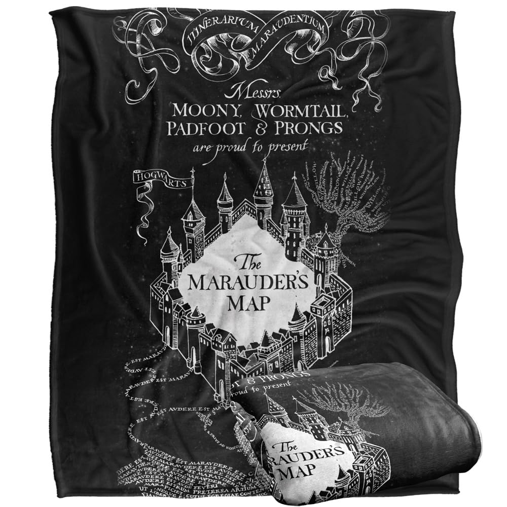 Harry Potter Blanket, 60x80 Black and White Map Silky Touch Super Soft Throw Blanket
