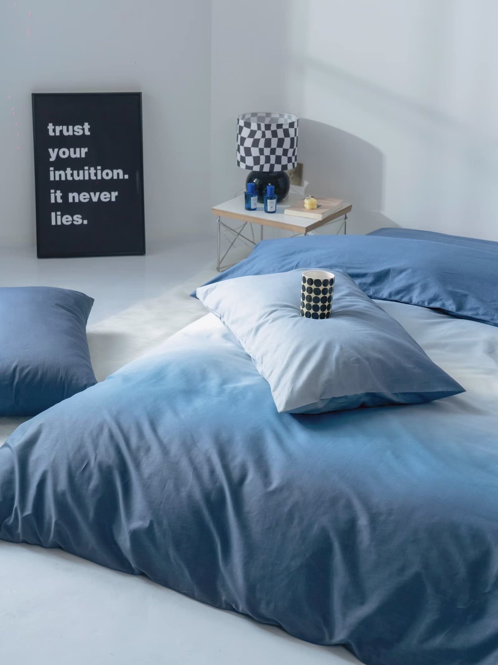 Karever Blue Gradient Comforter Set Queen Gradient Blue Bedding Comforter Set Light Blue Queen Bedding Set Blanket Quilts Blue C
