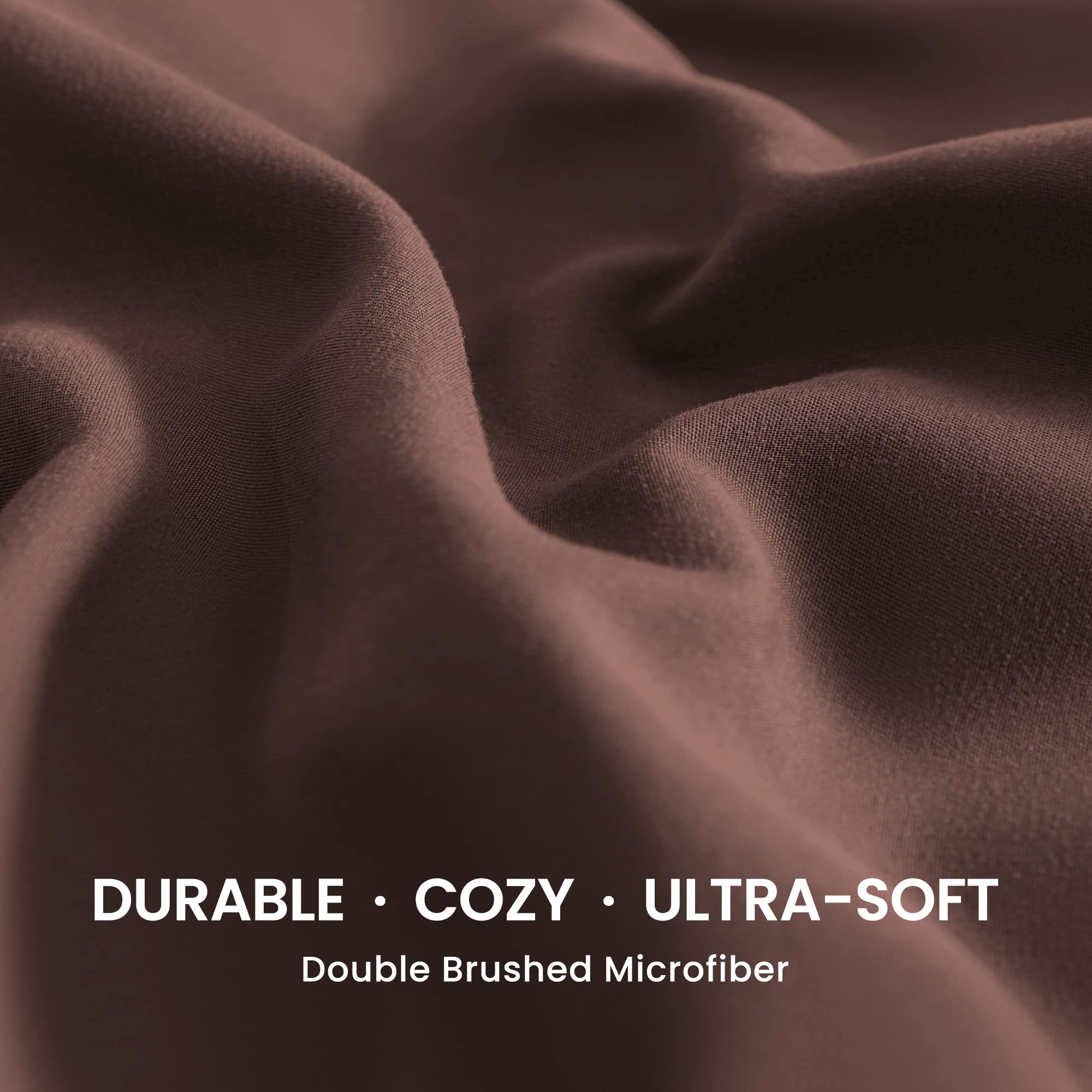 Sleep Zone Nanotex Super Soft Cooling King Bed Sheets Set 4 Piece - Easy Care Fitted Flat Sheet & Pillowcase Sets - Wrinkle Free, Fade Resistant, Deep Pocket 16' (Brown, King)